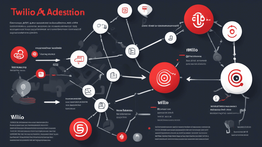 Create a detailed infographic illustrating the process of Twilio Address Validation. Include elements like a user entering an address on a computer or mobile device, Twilio’s API verifying the address