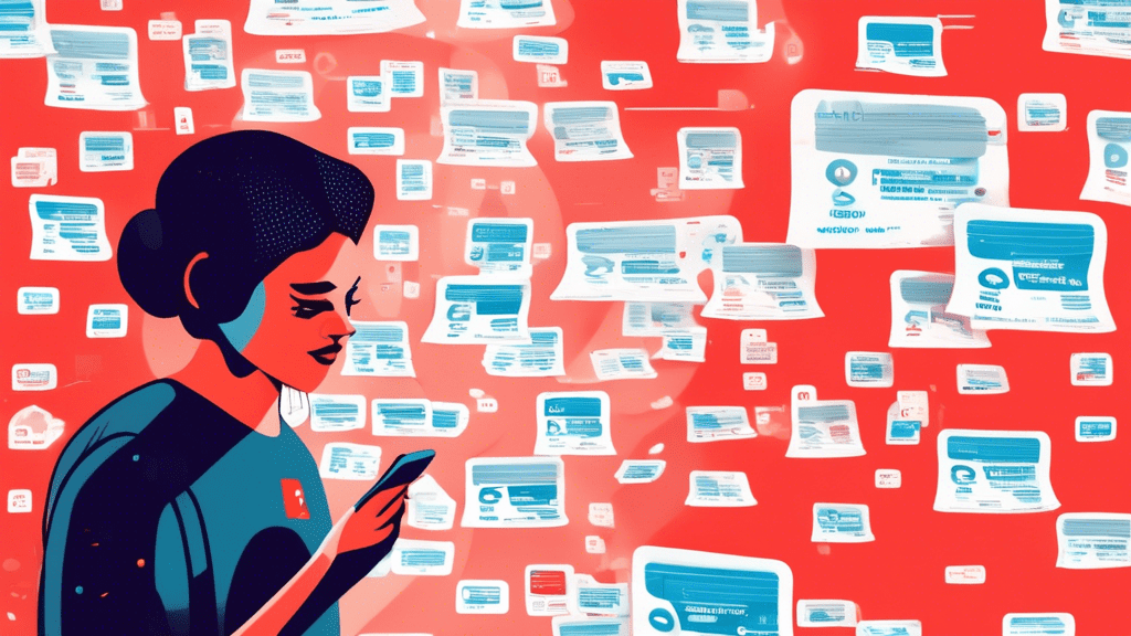 A confused person looking at a giant phone bill with the Twilio logo on it, surrounded by floating text messages with price tags.