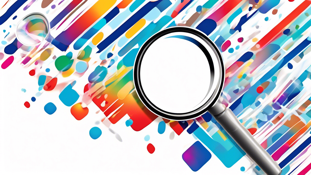 A blank white product label with a magnifying glass hovering over it, against a backdrop of digital code raining down.