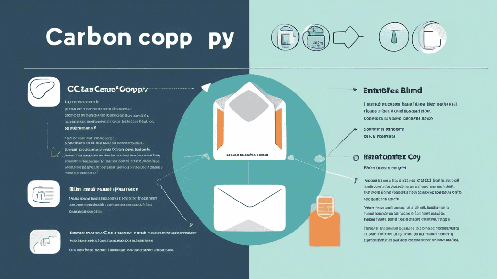 An illustrated infographic showing the differences between BCC and CC in email etiquette. The image should include two sections: one labeled CC (Carbon Cop