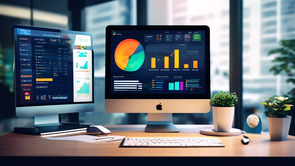 Create an image depicting a modern, sleek computer interface showcasing various essential features of financial software. Include elements such as a detail