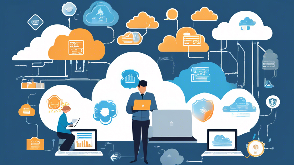 A detailed infographic titled Cloud 101: Essential Skills for Small Businesses, featuring small business owners working on laptops and tablets with cloud i