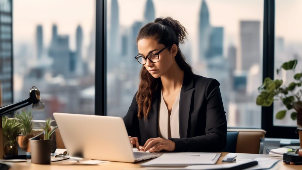 An office email setting where a professional is carefully composing an email with To, CC, and BCC fields visible on a computer screen. Highlight subtle ele