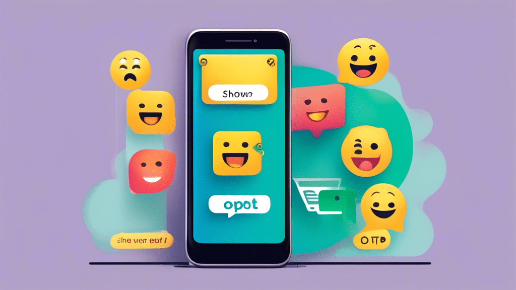Create an image showcasing a smartphone displaying a text message screen. On one side of the screen, show an Opt-In button with a happy face and thumbs-up