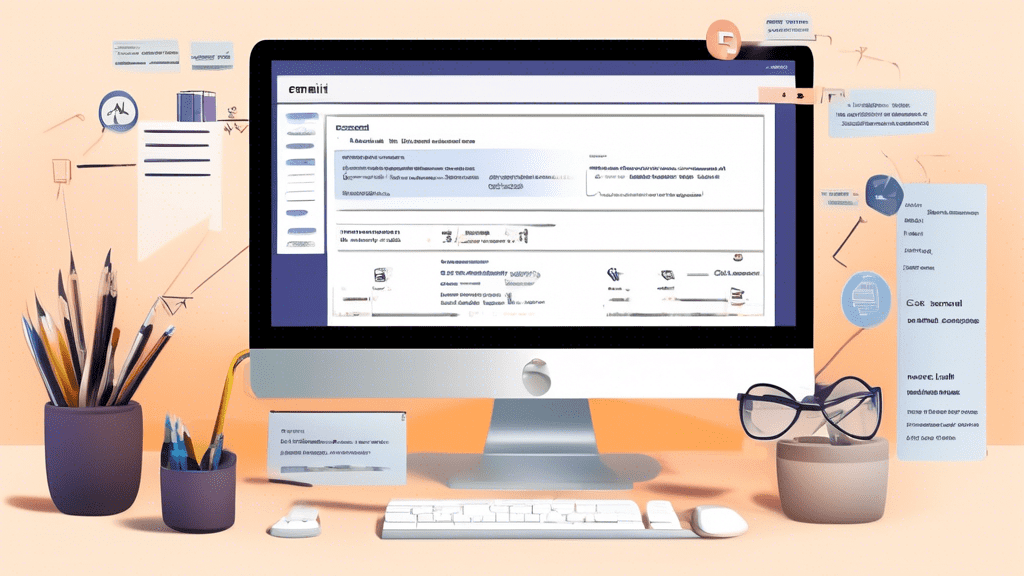 An office desk with a computer screen displaying an email interface, highlighting the CC field. The email header contains clear sections showing To, CC, Fr
