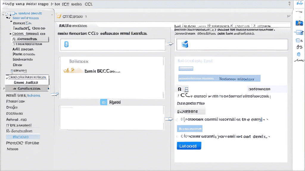 Create an image illustrating the concept of BCC and CC in email addresses. Show two email composition windows side by side. The left window should highligh