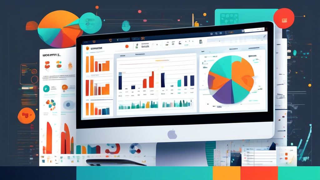 Create an image contrasting a sleek, modern CRM interface on a computer screen with a cluttered spreadsheet filled with data on another screen. The CRM int