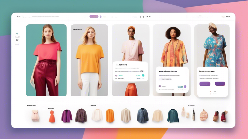 A bustling online shopping interface with a range of personalized elements catering to different users: a shopper's dashboard showing recommended products,