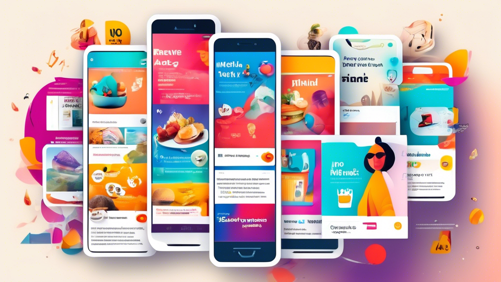 Create an image of a social media feed or a website with seamlessly integrated native ads. The ads should look visually cohesive with the surrounding conte