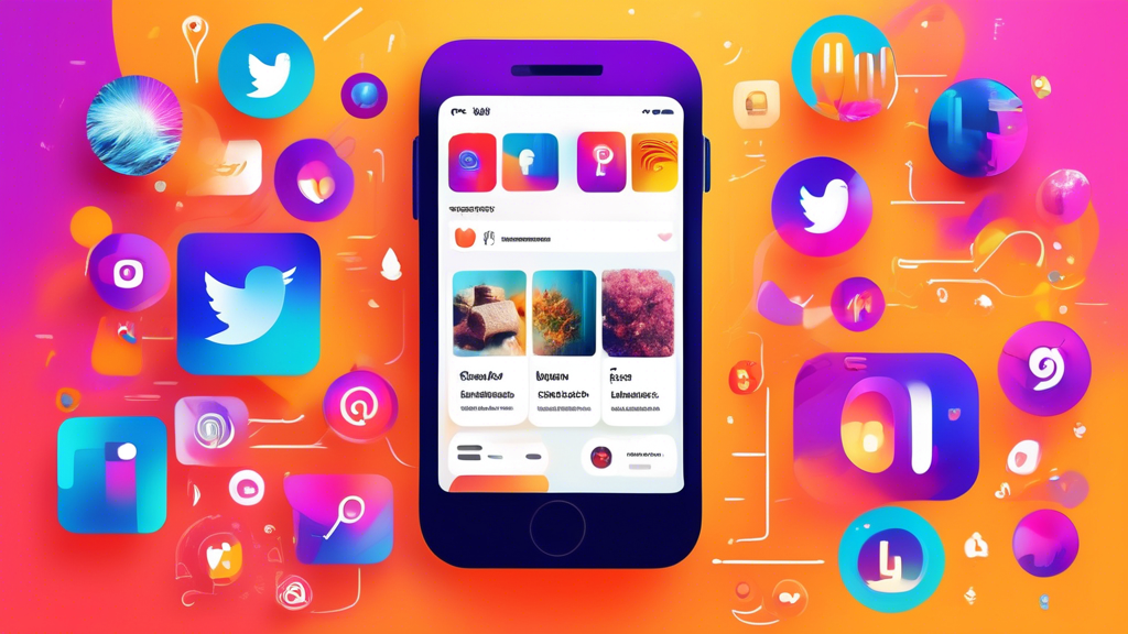 Create an image of a social media feed where each post has vibrant, eye-catching visuals. Include diverse imagery such as colorful infographics, high-resol