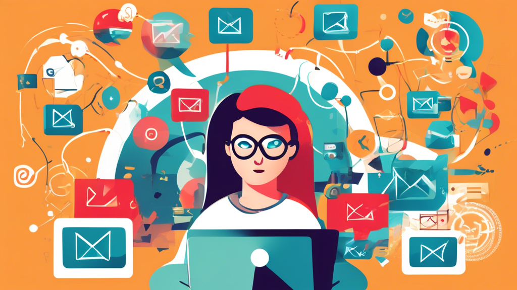 Illustration of an email marketer looking puzzled at a cluttered computer screen displaying an email client with multiple 'BCC' fields highlighted. Surroun